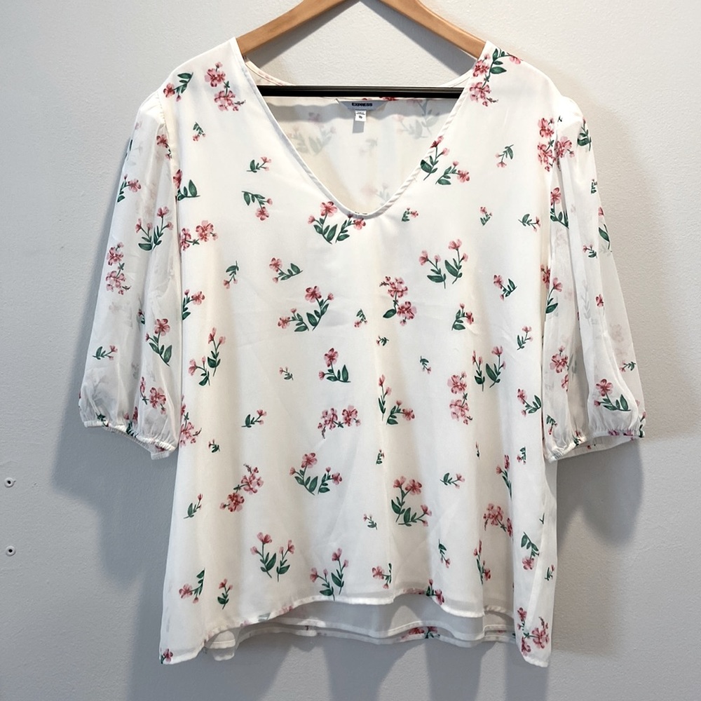 Express Floral Chiffon Blouse Women Size XL